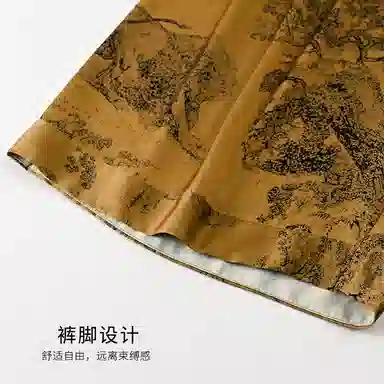 夏芬妍 高级感轻奢复古印花冰雪丝翻领家居服舒适休闲短袖短裤凉感时尚可外穿夏季睡衣套装 男款