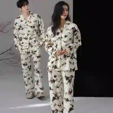 夏芬妍 时尚轻盈舒适柔软休闲亲肤长袖长裤可外穿家居服睡衣套装 男女同款