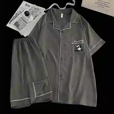 夏芬妍 简约舒适纯色翻领云朵棉短袖短裤家居服柔软休闲可外穿夏季睡衣套装 男款