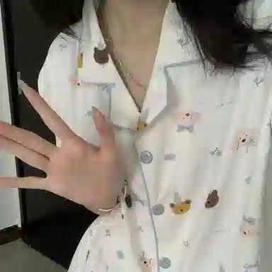夏芬妍 柔软舒适派对萌宠云朵棉开衫家居服亲肤休闲短袖短裤时尚可外穿睡衣套装 女款 杏色