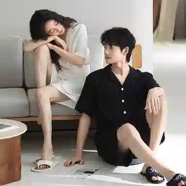 夏芬妍 休闲舒适纯色双层纱婴儿棉翻领开衫家居服柔软亲肤时尚可外穿短袖短裤睡衣套装 男女同款