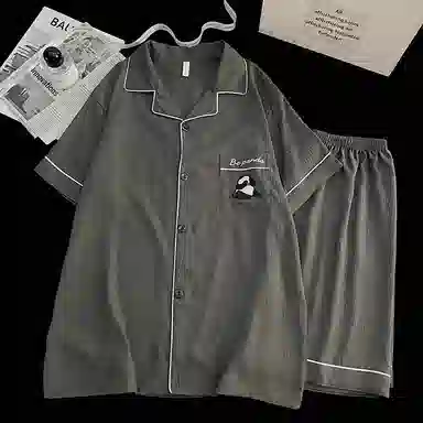 夏芬妍 简约舒适纯色翻领云朵棉短袖短裤家居服柔软休闲可外穿夏季睡衣套装 男款