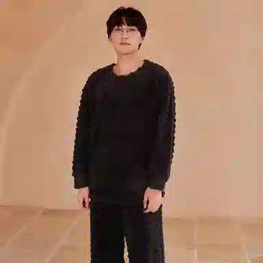 夏芬妍 休闲舒适宽松纯色贴袋圆领家居服加绒加厚保暖蓄温长袖长裤可外穿秋冬款睡衣套装 男款 深灰色