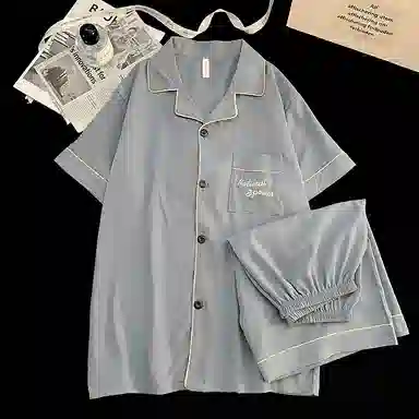 夏芬妍 简约舒适纯色翻领云朵棉短袖短裤家居服柔软休闲可外穿夏季睡衣套装 男款