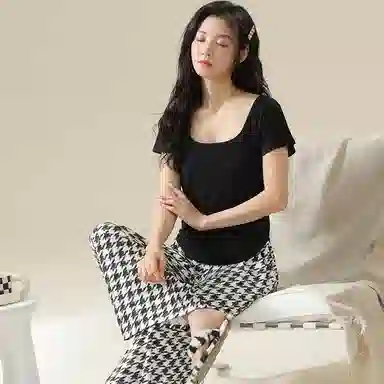 夏芬妍 时尚舒适休闲纯色印花可外穿睡衣套装 女款
