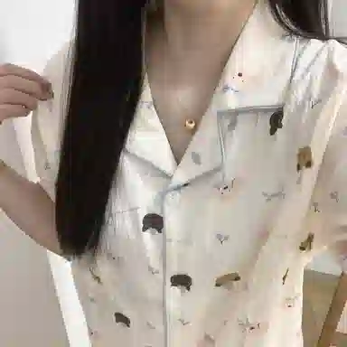 夏芬妍 柔软舒适派对萌宠云朵棉开衫家居服亲肤休闲短袖短裤时尚可外穿睡衣套装 女款 杏色