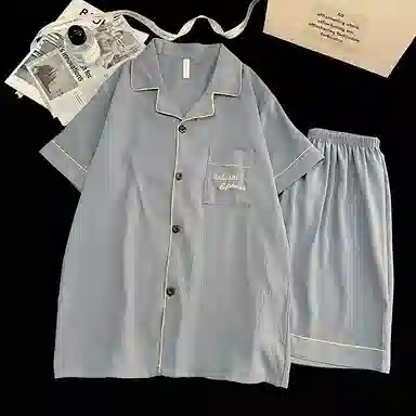 夏芬妍 简约舒适纯色翻领云朵棉短袖短裤家居服柔软休闲可外穿夏季睡衣套装 男款
