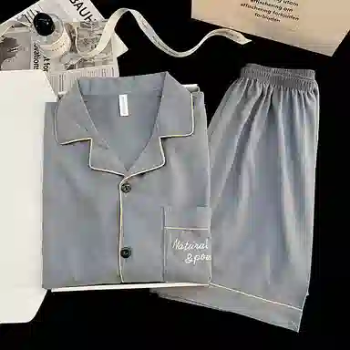 夏芬妍 简约舒适纯色翻领云朵棉短袖短裤家居服柔软休闲可外穿夏季睡衣套装 男款
