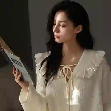 夏芬妍 时尚轻盈舒适柔软甜美公主领婴儿棉双层纱家居服休闲亲肤宽松长袖长裤可外穿睡衣套装 女款 杏色