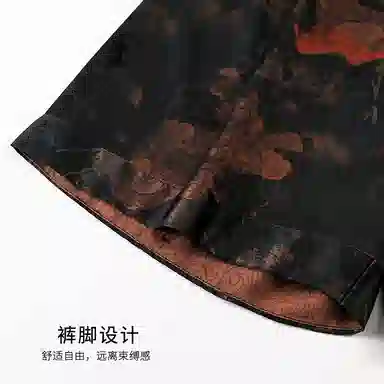 夏芬妍 高级感轻奢复古宫廷风印花冰雪丝翻领舒适家居服休闲短袖短裤凉感时尚可外穿夏季睡衣套装 男款