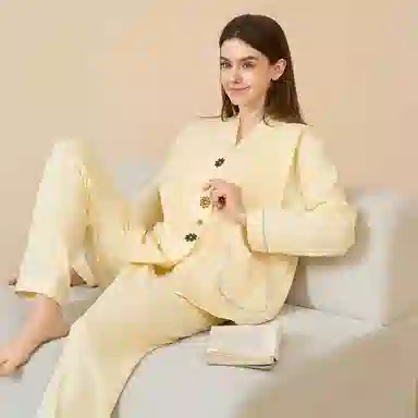 夏芬妍 舒适柔软小香风绣花开衫孕期月子服家居服简约亲肤休闲长袖长裤可外穿睡衣套装 女款