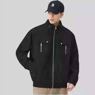 潮人榜 美式高街春秋季立领口袋拉链设计感宽松工装潮牌百搭休闲日系复古情侣款夹克外套 男女同款