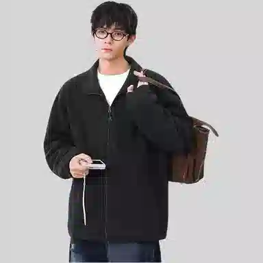 潮人榜 春秋季开衫卫衣日系复古纯色立领外套百搭宽松休闲潮牌情侣款舒适柔软夹克 男女同款
