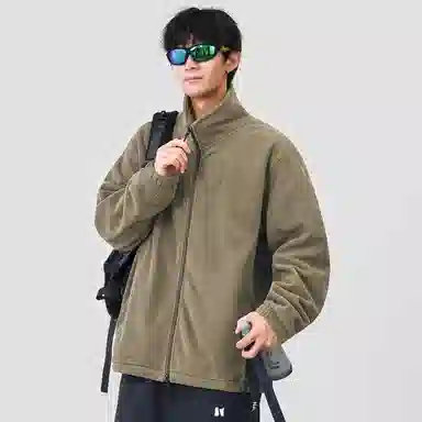 潮人榜 春秋季开衫卫衣日系复古纯色立领外套百搭宽松休闲潮牌情侣款舒适柔软夹克 男女同款