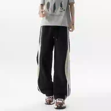 悍戈 美式复古运动条纹直筒高街街头休闲裤 男女同款