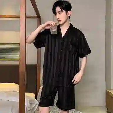 顶瓜瓜 时尚舒适简约短袖五分裤家居服夏季睡衣套装 男款