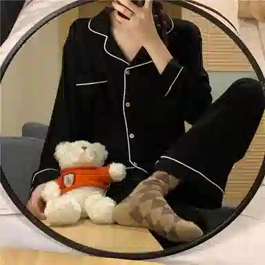顶瓜瓜 棉质长袖长裤翻领开衫纯色休闲舒适透气家居服秋季睡衣礼盒 女款