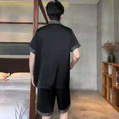 顶瓜瓜 时尚简约舒适亲肤家居服夏季睡衣套装 男款
