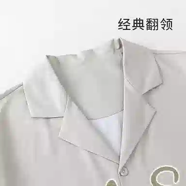 顶瓜瓜 翻领爽滑裸感法式开衫家居服短袖五分裤夏季睡衣套装 男款