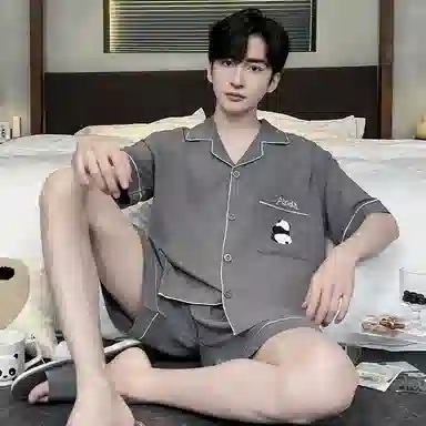 顶瓜瓜 时尚简约舒适家居服夏季睡衣套装 男款