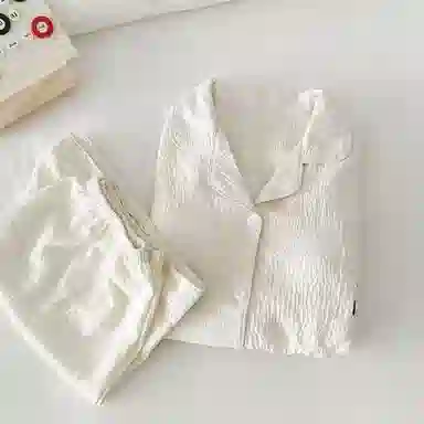 顶瓜瓜 舒适亲肤简约绣花云朵棉短袖短裤翻领家居服女睡衣套装 女款