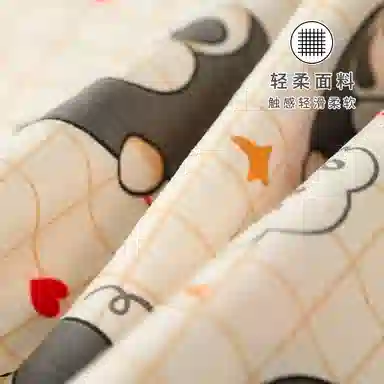 顶瓜瓜 云朵棉短袖短裤长裤翻领开衫可爱卡通格子熊猫三件套家居服夏季睡衣套装 女款