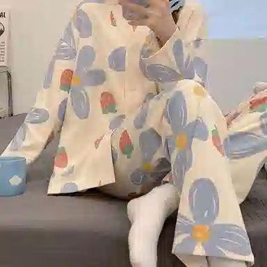 顶瓜瓜 简约透气舒适家居服睡衣套装 女款