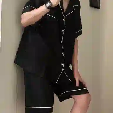 顶瓜瓜 云朵棉双短两件套简约纯色翻领开衫家居服可外穿薄款睡衣套装 男款