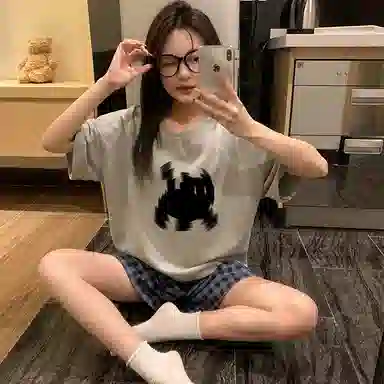 顶瓜瓜 纯棉简约舒适可外穿家居服睡衣套装 女款