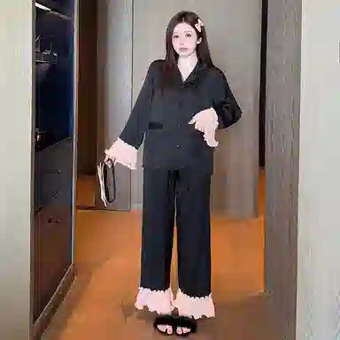 顶瓜瓜 冰丝简约舒适可外穿家居服睡衣套装 女款