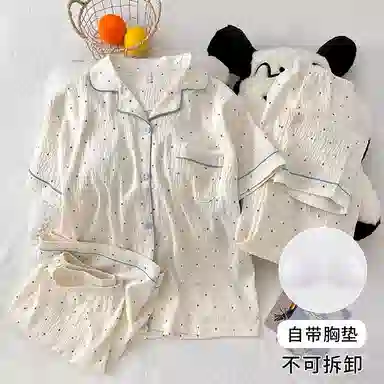 顶瓜瓜 夏季女透气简约休闲设计三件套家居服睡衣礼盒 女款