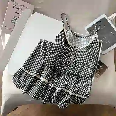 顶瓜瓜 家居透气轻便格子吊带服睡衣礼盒 女款