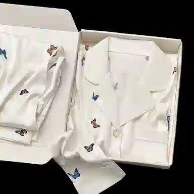 顶瓜瓜 夏季女透气简约设计休闲亲肤清新长袖可外穿家居服睡衣套装 女款