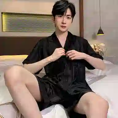 顶瓜瓜 时尚舒适简约短袖五分裤家居服夏季睡衣套装 男款