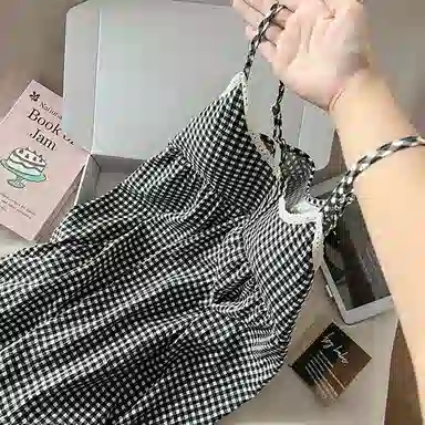 顶瓜瓜 家居透气轻便格子吊带服睡衣礼盒 女款
