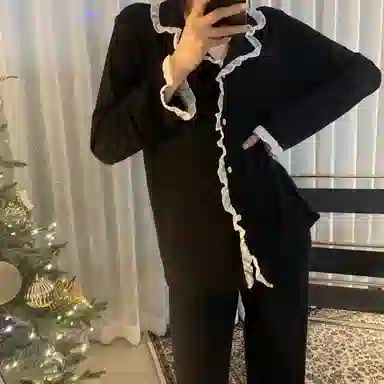 顶瓜瓜 夏季女透气简约休闲舒适时尚家居服睡衣套装 女款