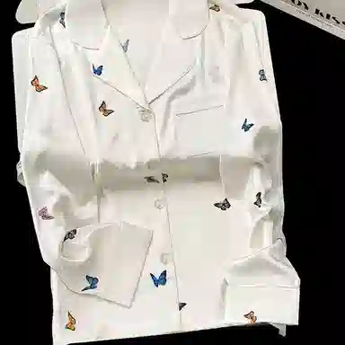 顶瓜瓜 夏季女透气简约设计休闲亲肤清新长袖可外穿家居服睡衣套装 女款