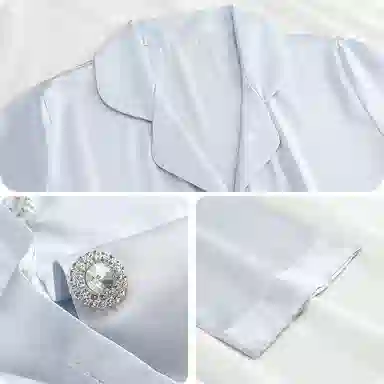 顶瓜瓜 蝴蝶甜美风翻领长袖长裤家居服睡衣套装 女款