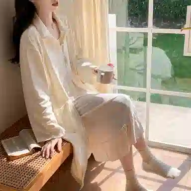顶瓜瓜 德绒长袖长裙圆领拉链纯色可外穿家居服秋冬季睡裙 女款