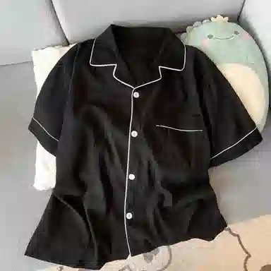 顶瓜瓜 云朵棉双短两件套简约纯色翻领开衫家居服可外穿薄款睡衣套装 男款