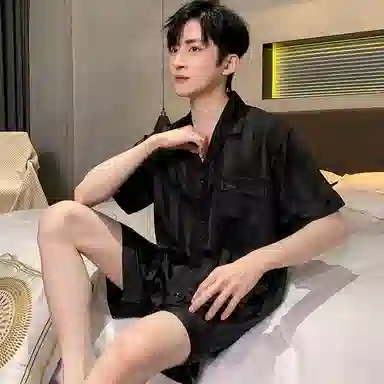 顶瓜瓜 时尚舒适简约短袖五分裤家居服夏季睡衣套装 男款