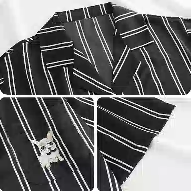 顶瓜瓜 冰丝短袖短裤翻领开衫可爱条纹凉感休闲家居服睡衣套装 女款