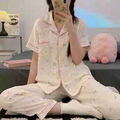 顶瓜瓜 休闲舒适简约家居服夏季睡衣套装 女款