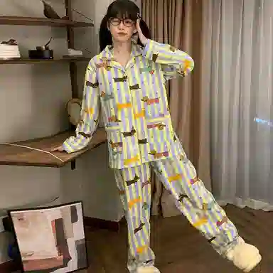 顶瓜瓜 长袖长裤开衫家居服睡衣套装 女款
