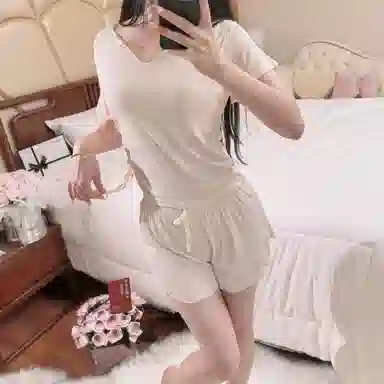 顶瓜瓜 夏季女舒适休闲短袖短裤家居服睡衣套装 女款