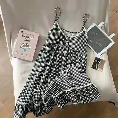 顶瓜瓜 家居透气轻便格子吊带服睡衣礼盒 女款