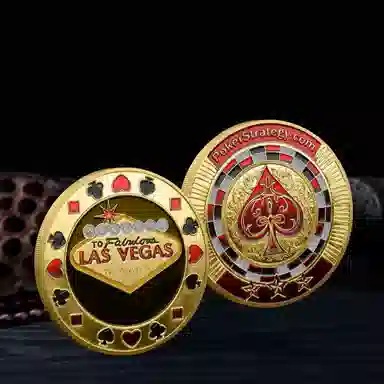 欧洛伊 压牌币金币 红桃心幸运纪念币 拉斯维加斯 筹码
