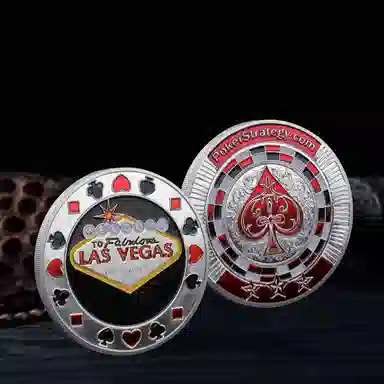 欧洛伊 压牌币金币 红桃心幸运纪念币 拉斯维加斯 筹码