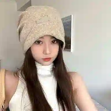 俞兆林 秋冬慵懒风大头围时尚金属标堆堆帽 套头冷帽 腈纶 绒线帽 男女同款情侣款