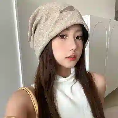 俞兆林 秋冬慵懒风大头围时尚金属标堆堆帽 套头冷帽 腈纶 绒线帽 男女同款情侣款